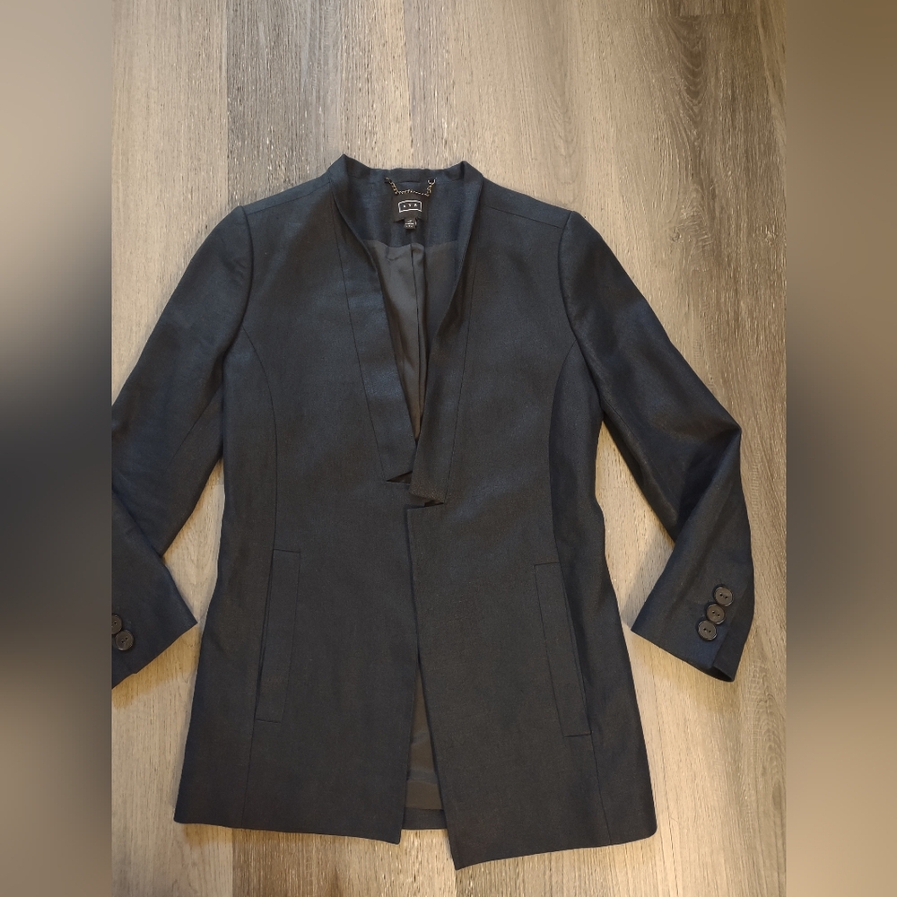 AYR Linen Navy Blue  Women's Blazer Sz 6 - Picture 3 of 12